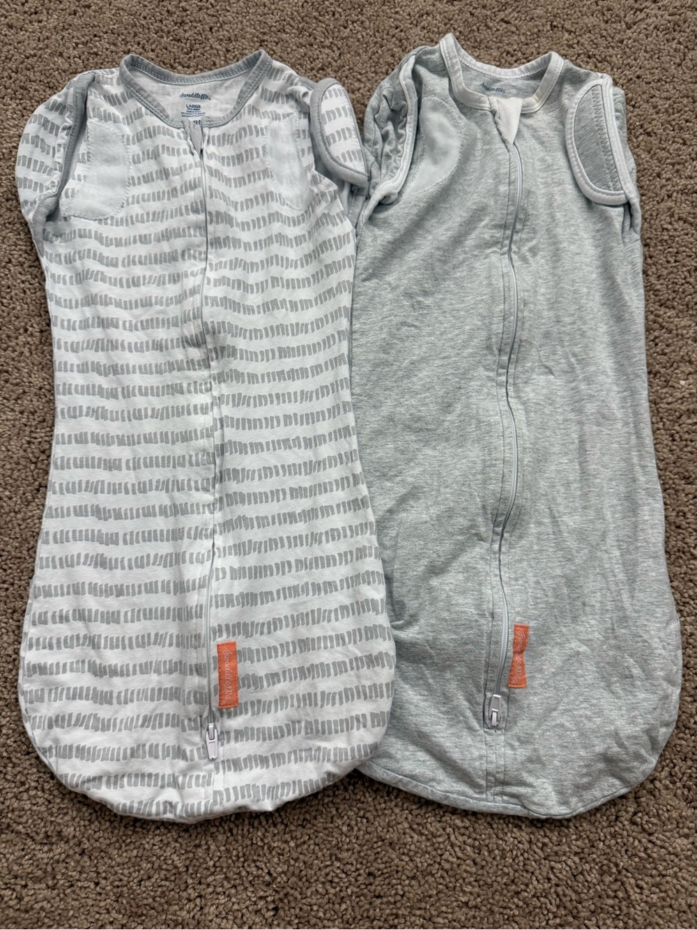 SwaddleMe Grey and White Sleeveless Sleep Sacks - 2 Pack